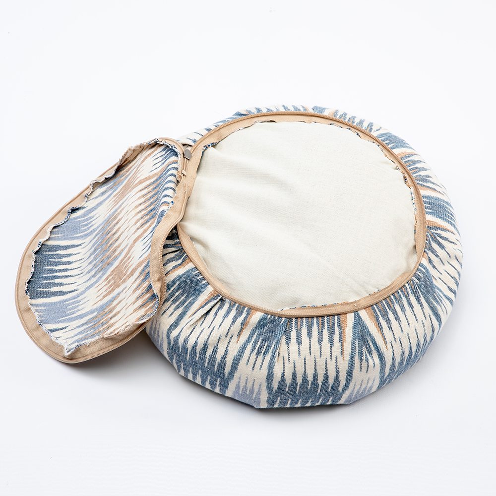 Blue Flame Stitch Buckwheat Hull Zafu
