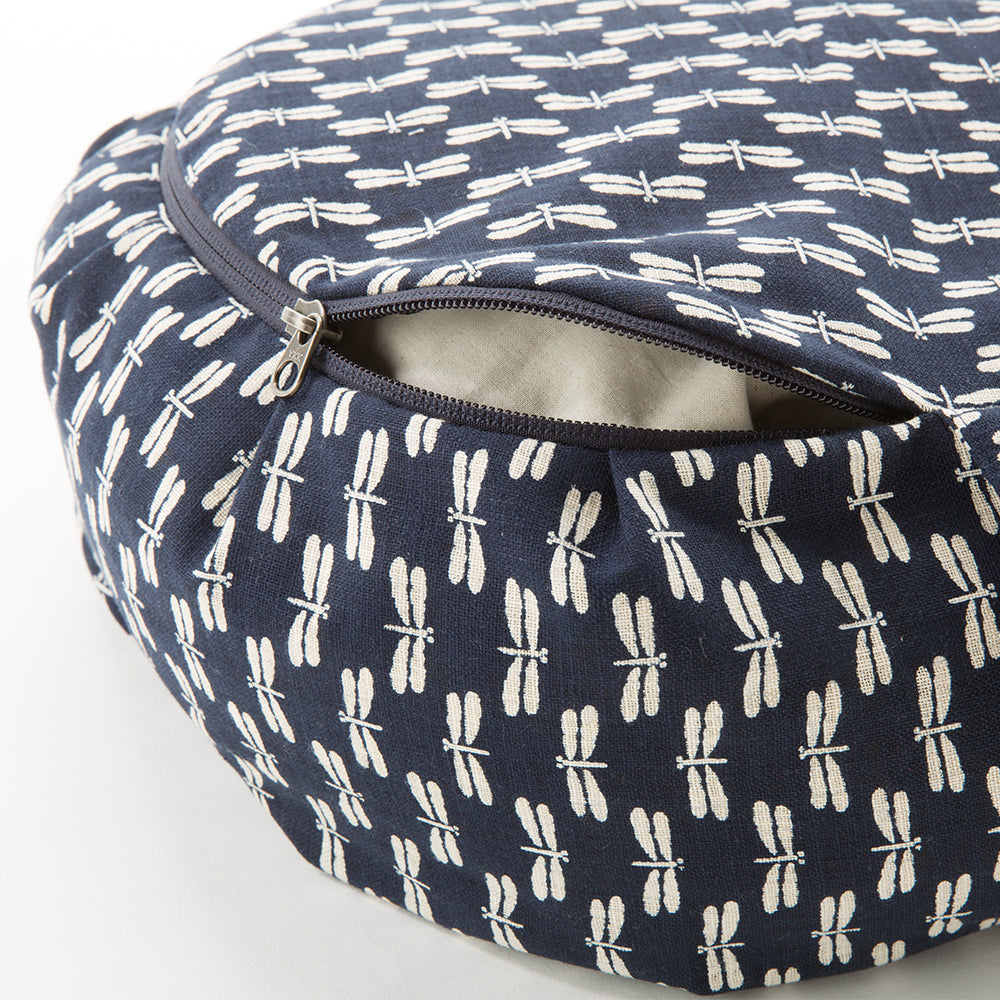 Navy Dragonfly Zafu Zabuton Set