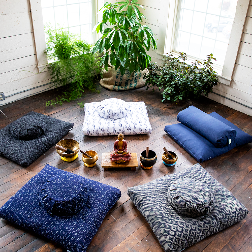 Navy Sunrise Zafu Zabuton Set