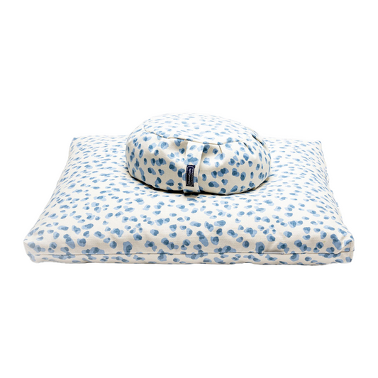 Polka Dot Zafu Zabuton Set on white backdrop