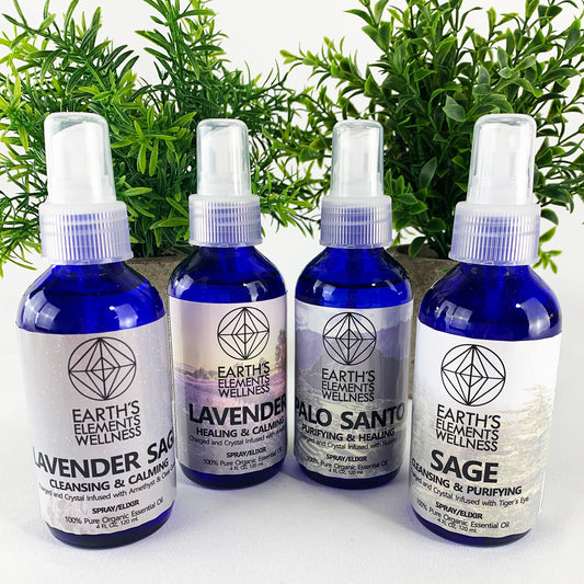 Crystal Charged Essential Oil Sprays, 4oz.