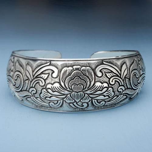 Open Lotus Cuff Bracelet