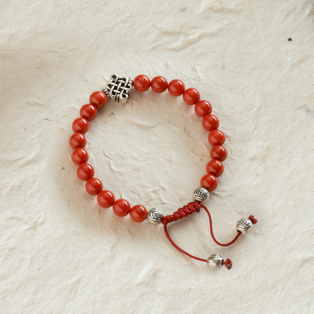 Endless Knot Adjustable Bracelet, coral