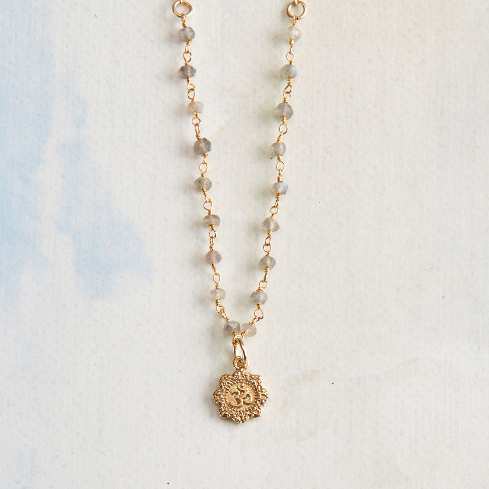 Vermeil and Labradorite Om Yoga Necklace