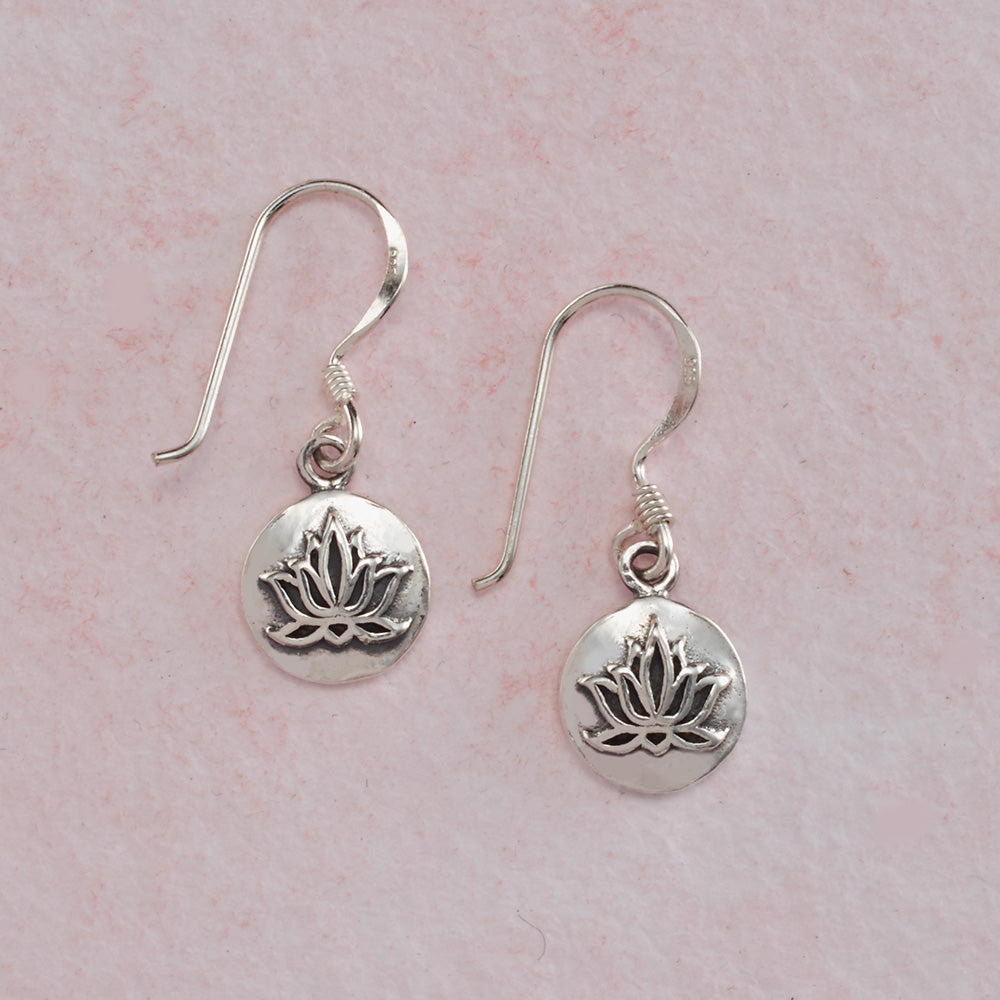 Cast Sterling Silver Lotus Earrings