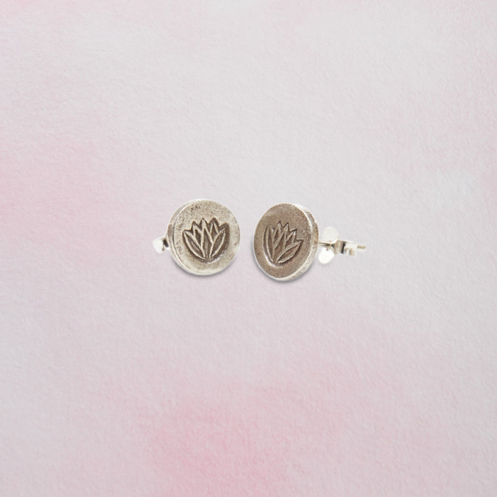 Thai Silver Lotus Earrings