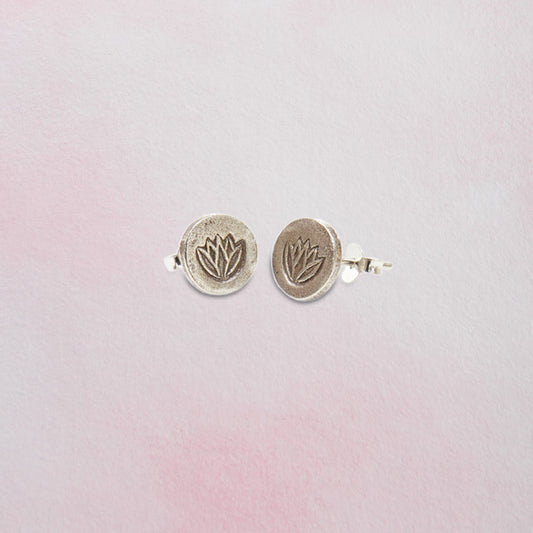 Thai Silver Lotus Earrings