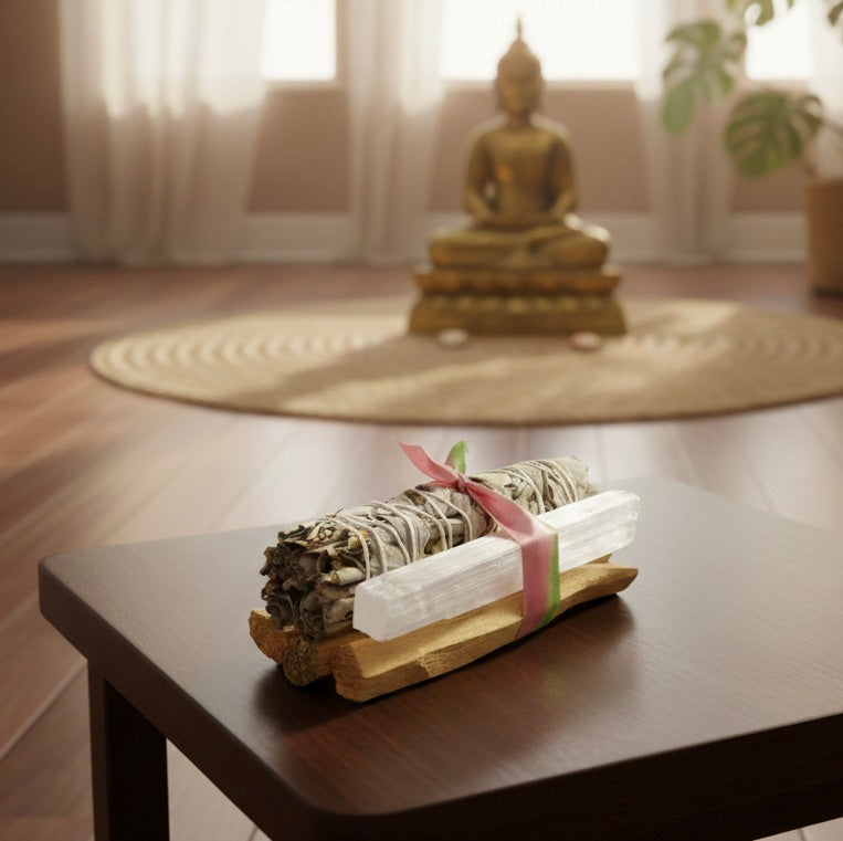Sacred Harmony: Selenite, Sage & Palo Santo Ritual Bundle