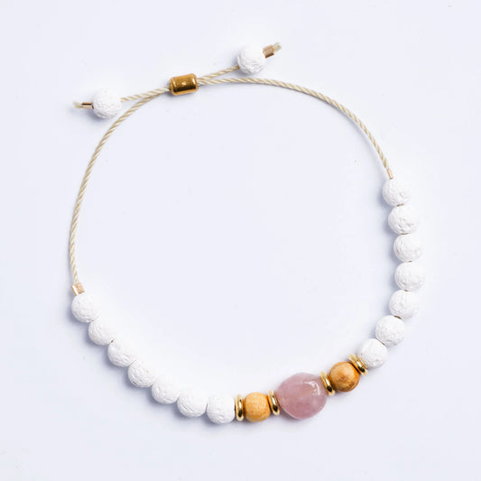Rose Quartz, Lava Stone and Palo Santo Bracelet