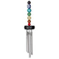 Colorful beaded wind chime on a white background