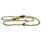 Citrine mala and decorative elements on a light gray background