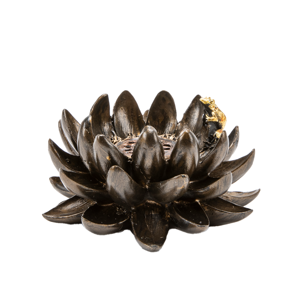 Lotus Incense Holder with Frog