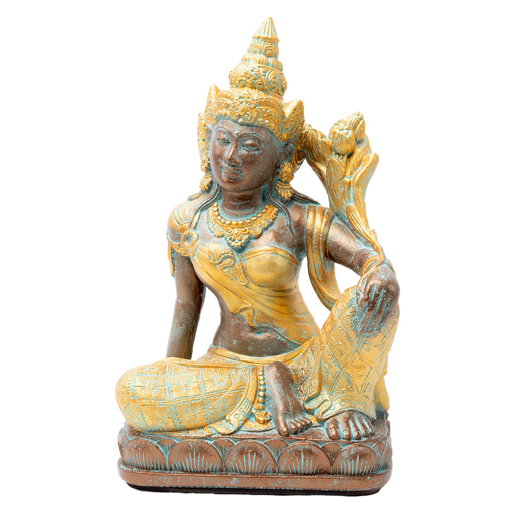 Patina & Gold Tara Buddha Statue