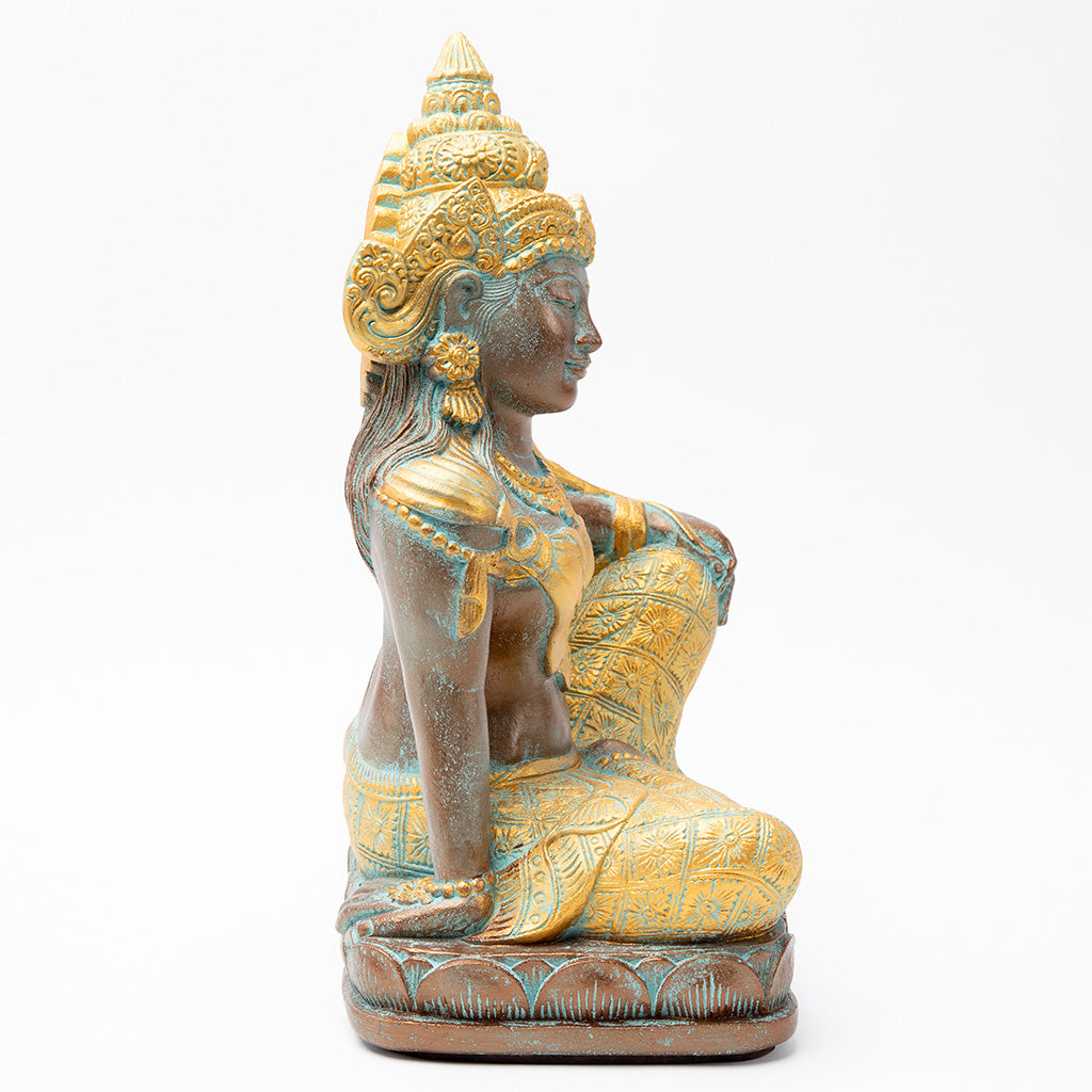 Patina & Gold Tara Buddha Statue