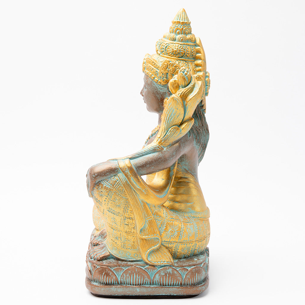 Patina & Gold Tara Buddha Statue