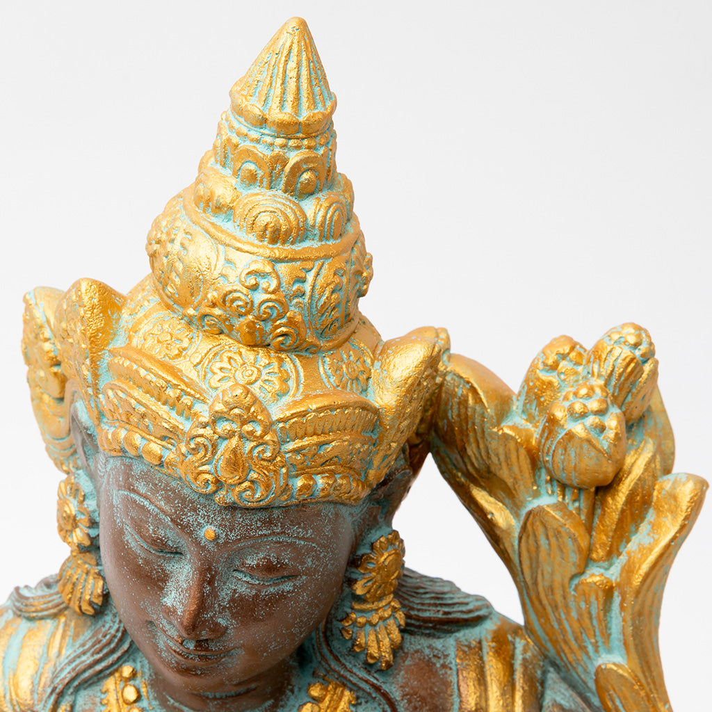 Patina & Gold Tara Buddha Statue