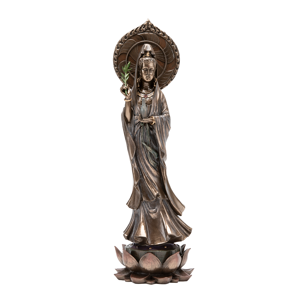 Bronze Kuan Yin Statue with Willow Branch