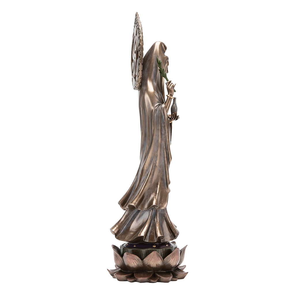 Bronze Kuan Yin Statue with Willow Branch