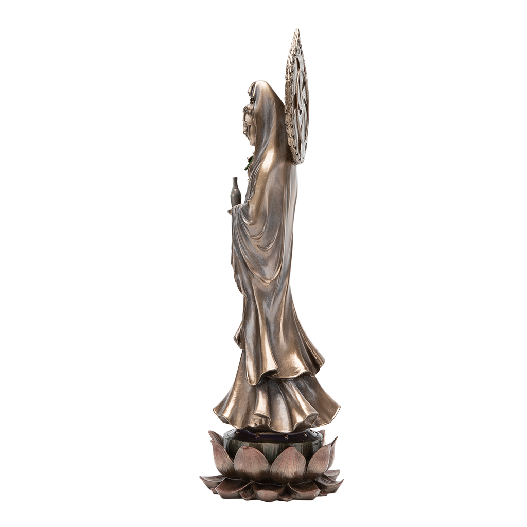 Bronze Kuan Yin Statue with Willow Branch