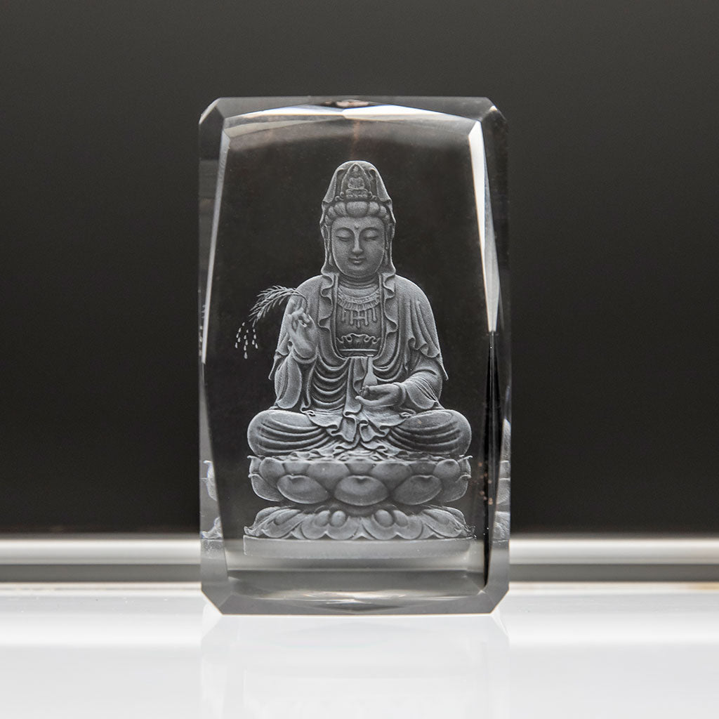 Etched Crystal Kuan Yin