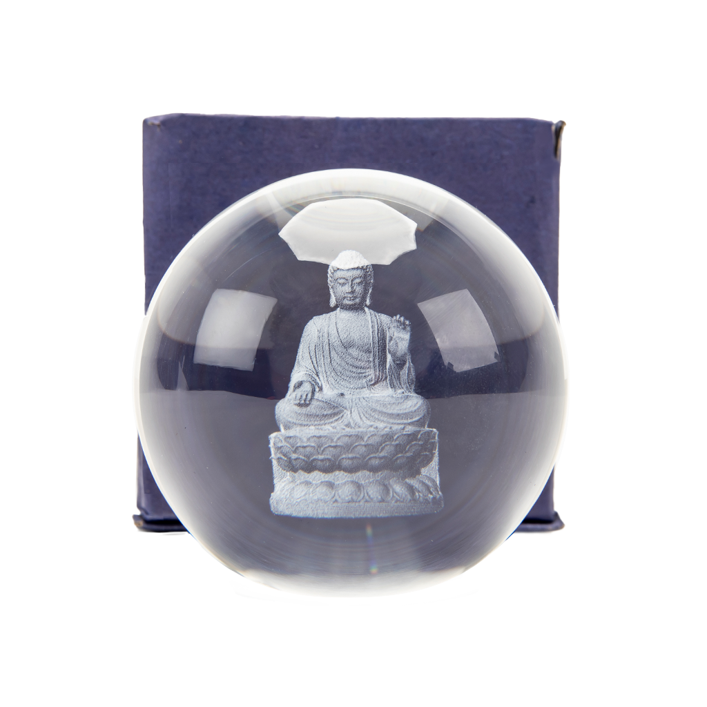 Etched Buddha Crystal Ball