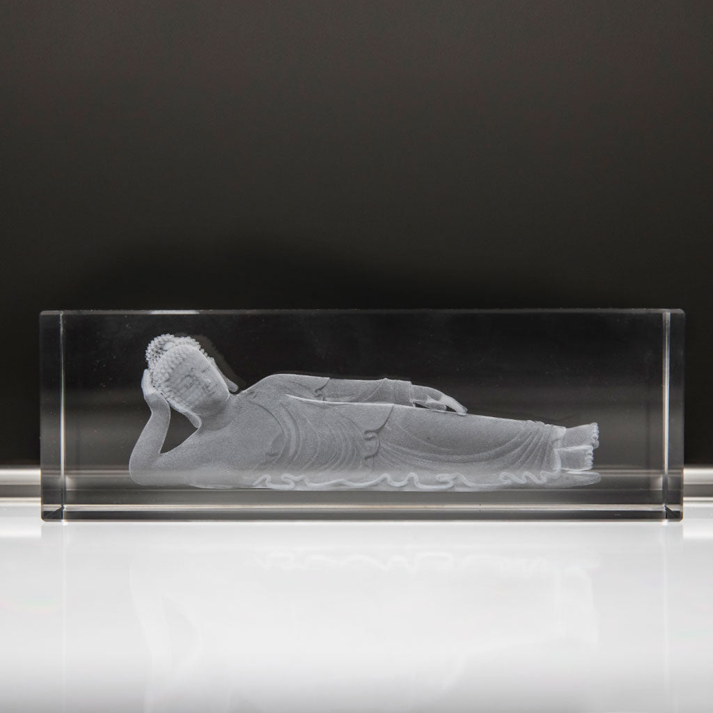 Etched Crystal Reclining Buddha