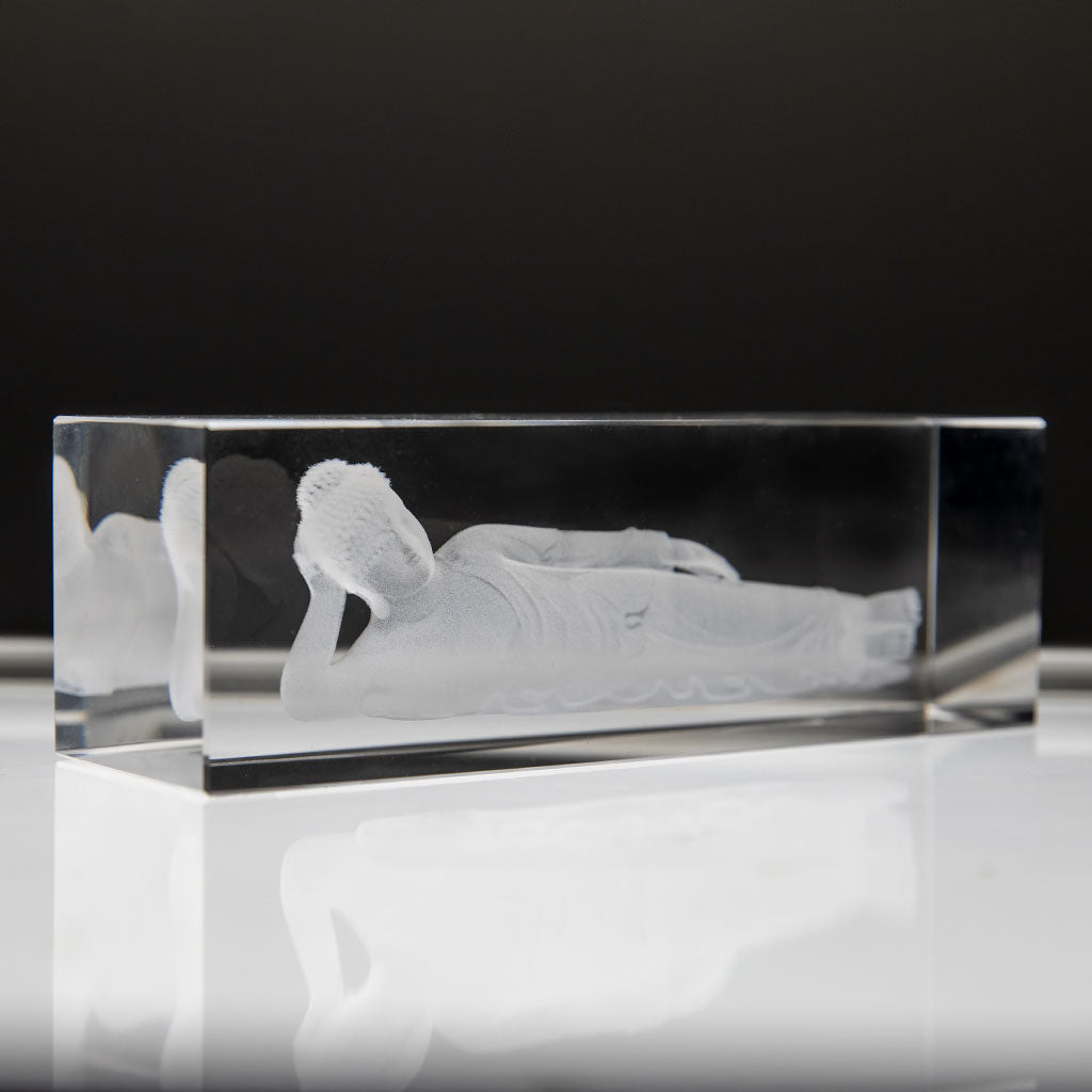 Etched Crystal Reclining Buddha