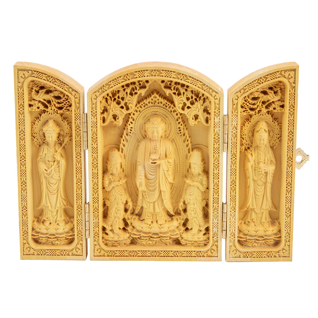 Trifold Portable Kuan Yin & Medicine Buddha Shrine