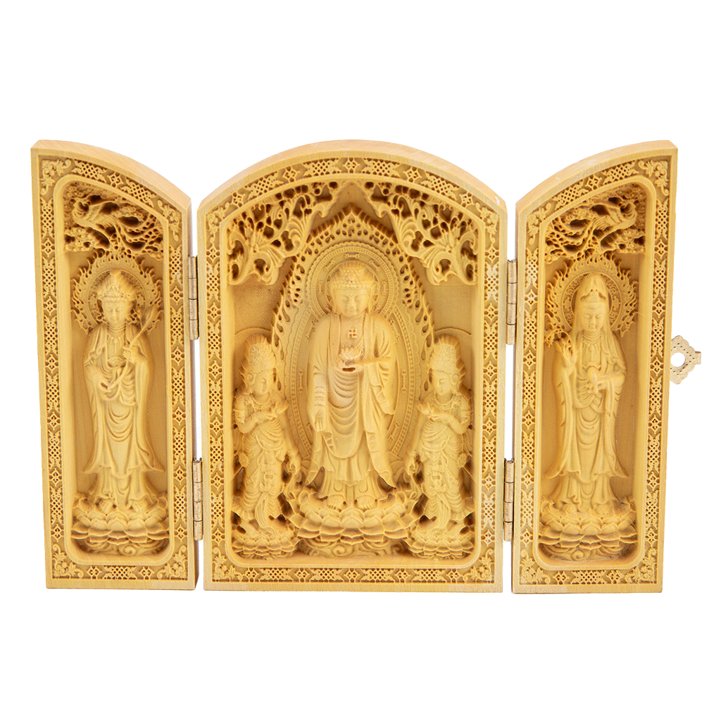 Trifold Portable Kuan Yin & Medicine Buddha Shrine