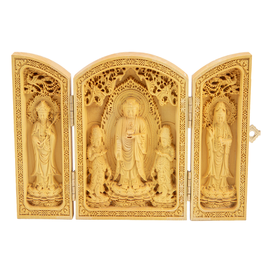 Trifold Portable Kuan Yin & Medicine Buddha Shrine