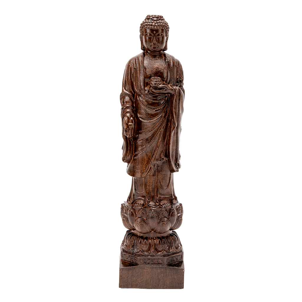 Wooden Standing Buddha Statue - 10"