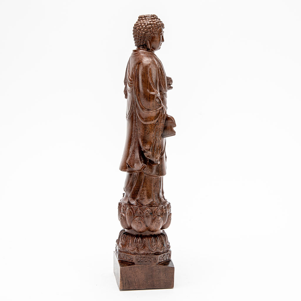 Wooden Standing Buddha Statue - 10"