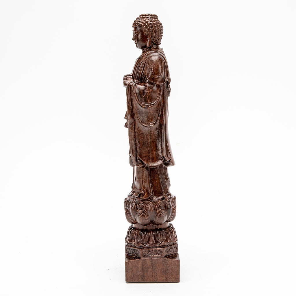 Wooden Standing Buddha Statue - 10"