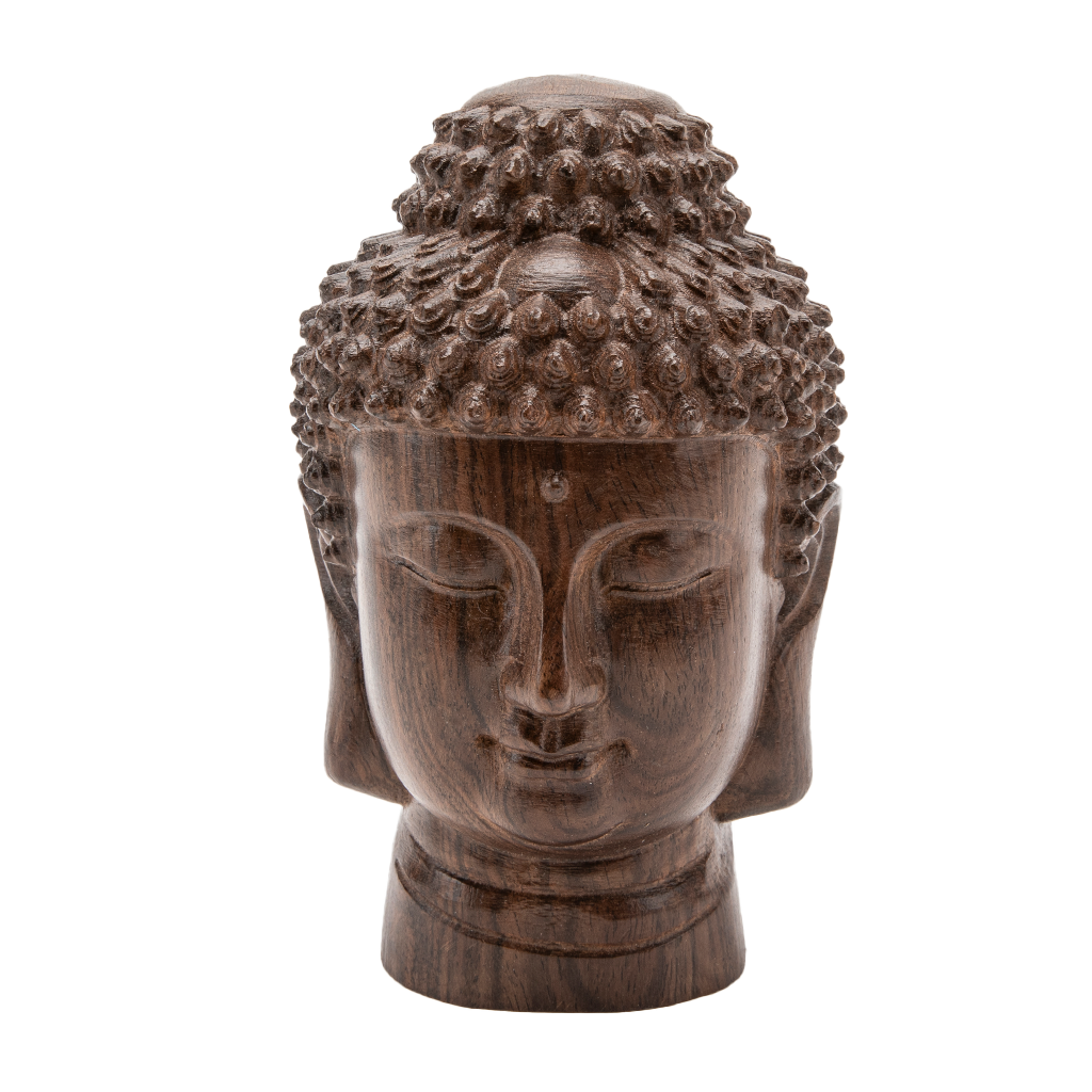 Wooden Buddha Head Statue