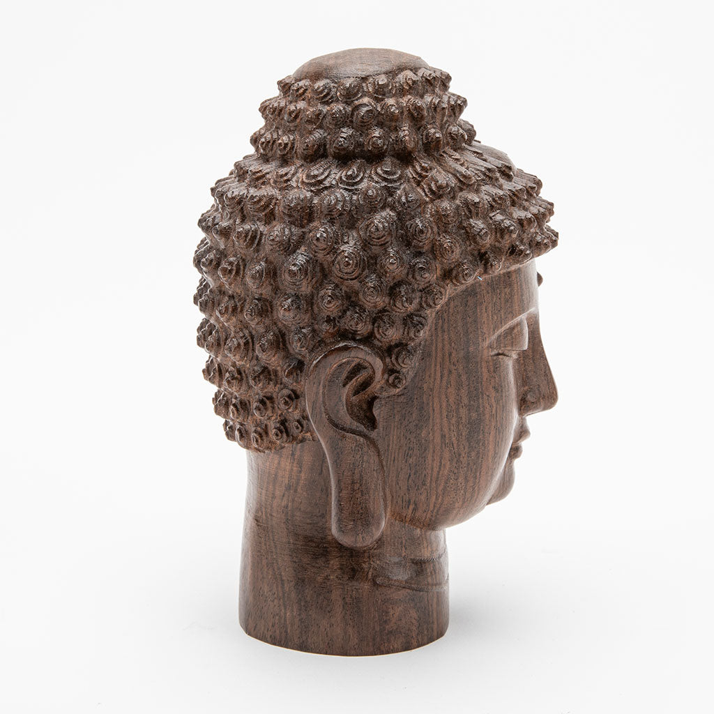 Wooden Buddha Head Statue