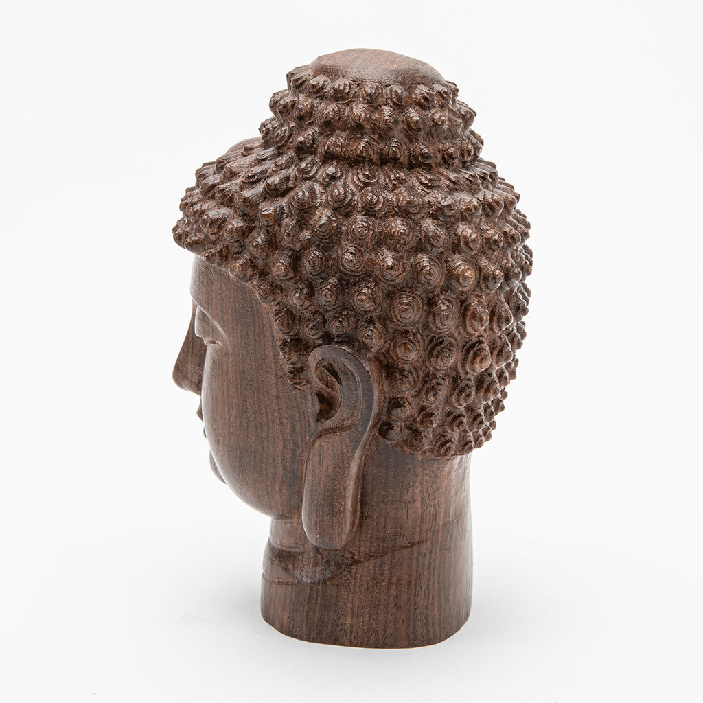 Wooden Buddha Head Statue