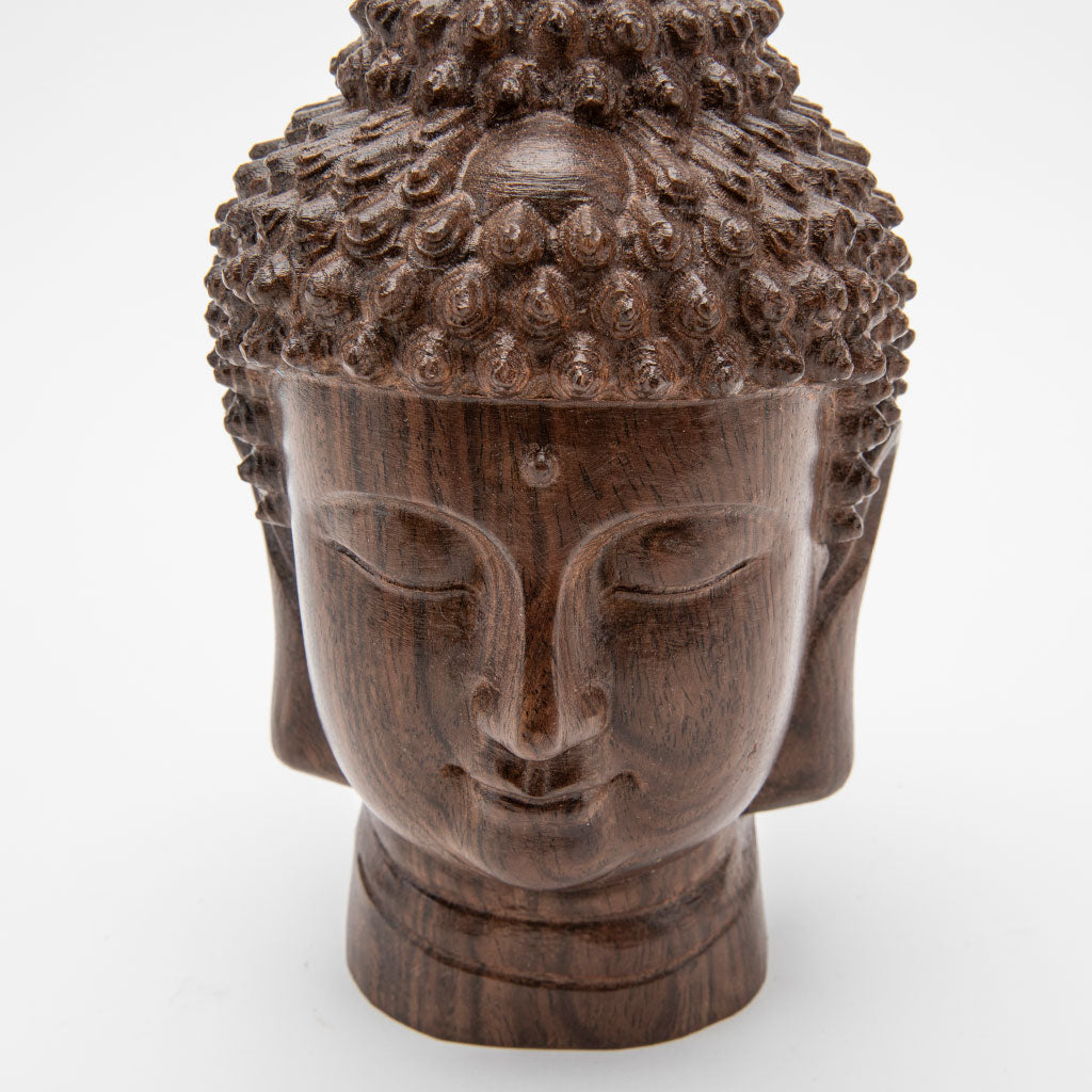 Wooden Buddha Head Statue