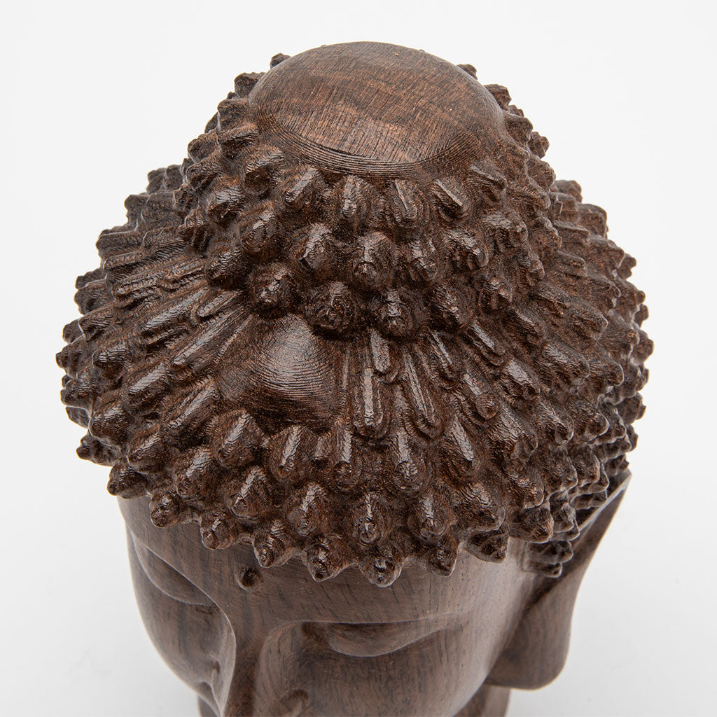 Wooden Buddha Head Statue