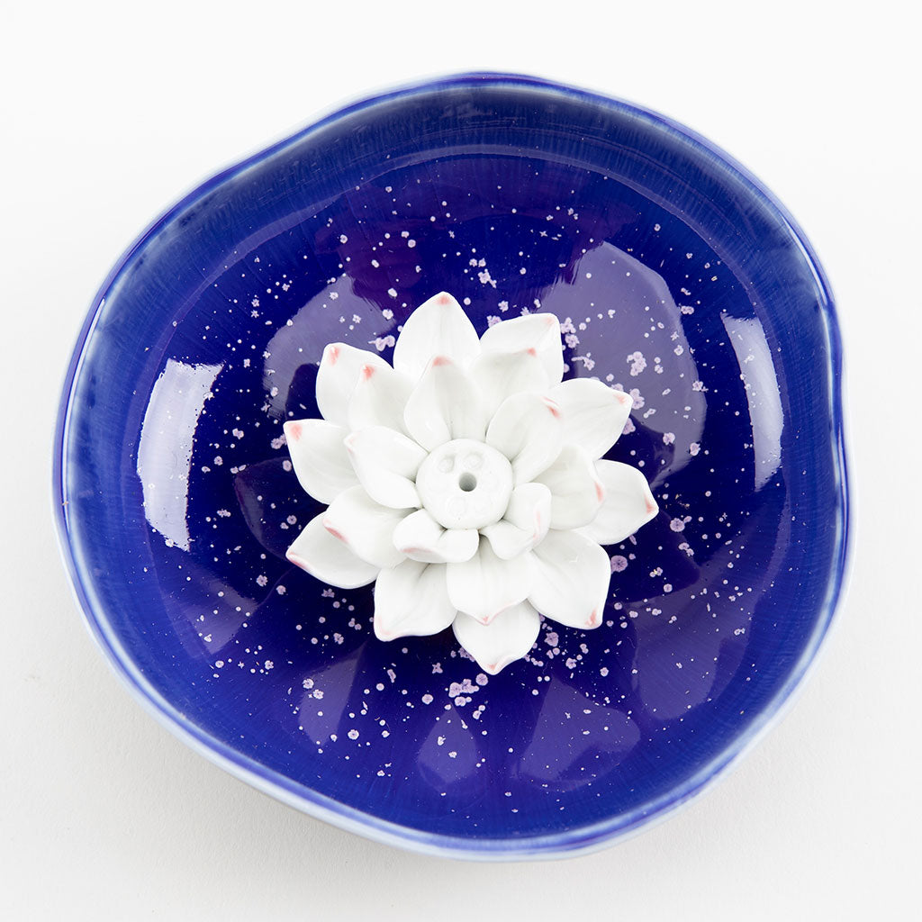 White Lotus Flower Incense Burner