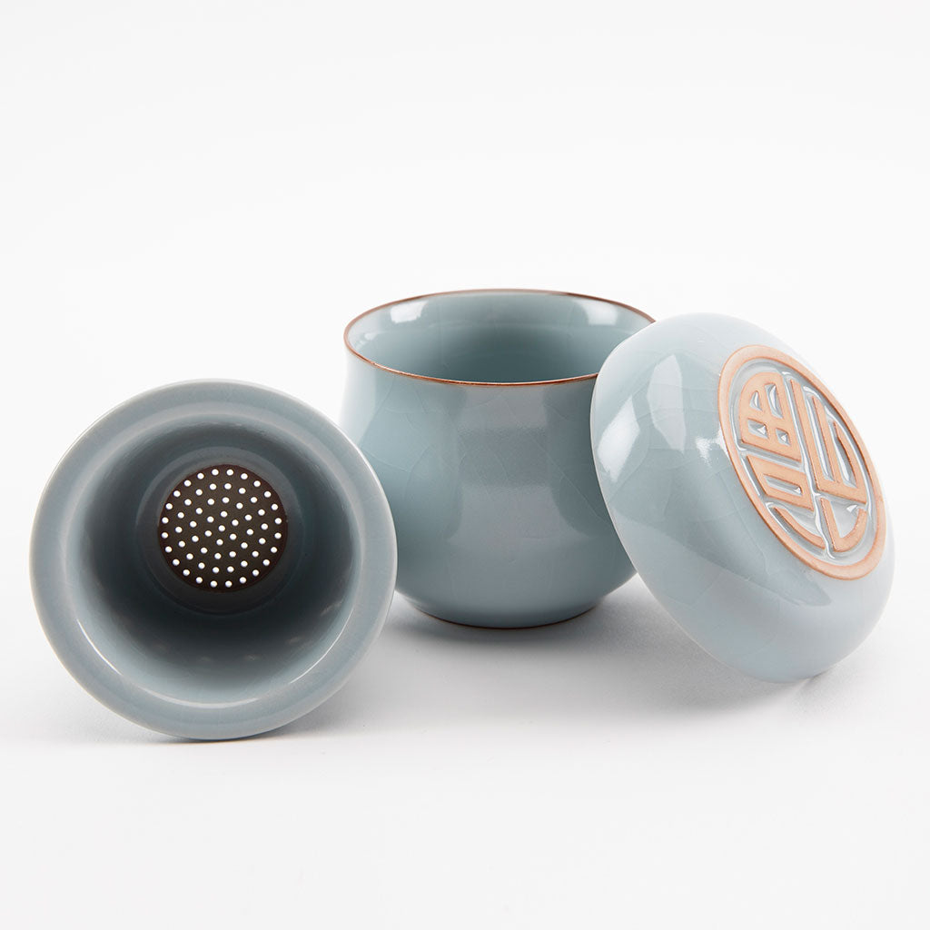 Light Blue Ceramic Tea Infuser Mug