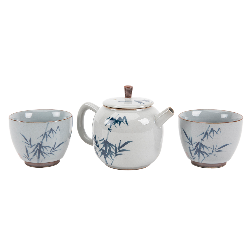 Bamboo Motif Hand-Painted Tea Set