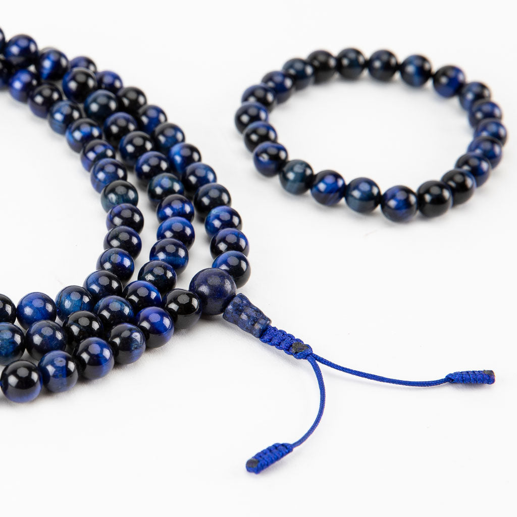 Blue Tiger Eye Mala and Bracelet