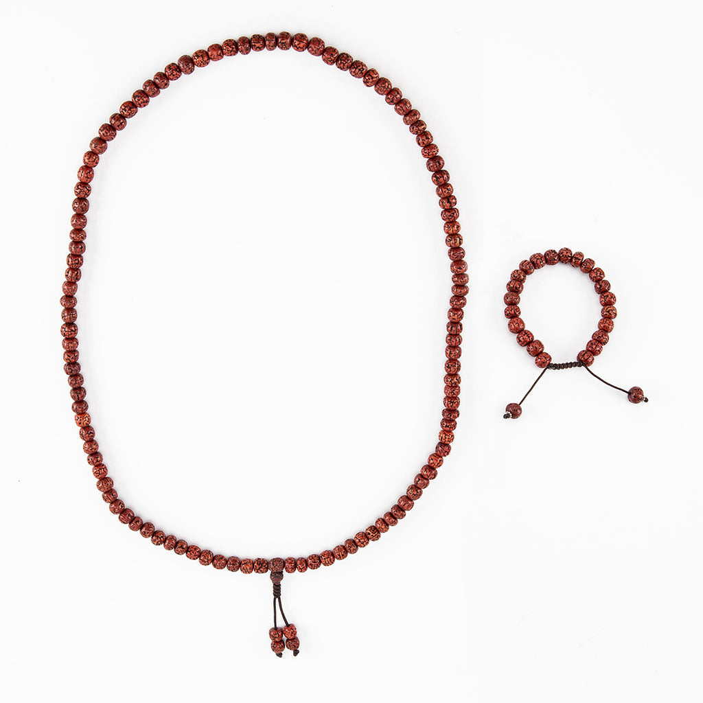 Red Rudraksha Mala and Bracelet