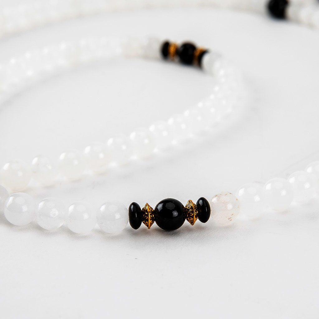 White and Black Onyx Mala