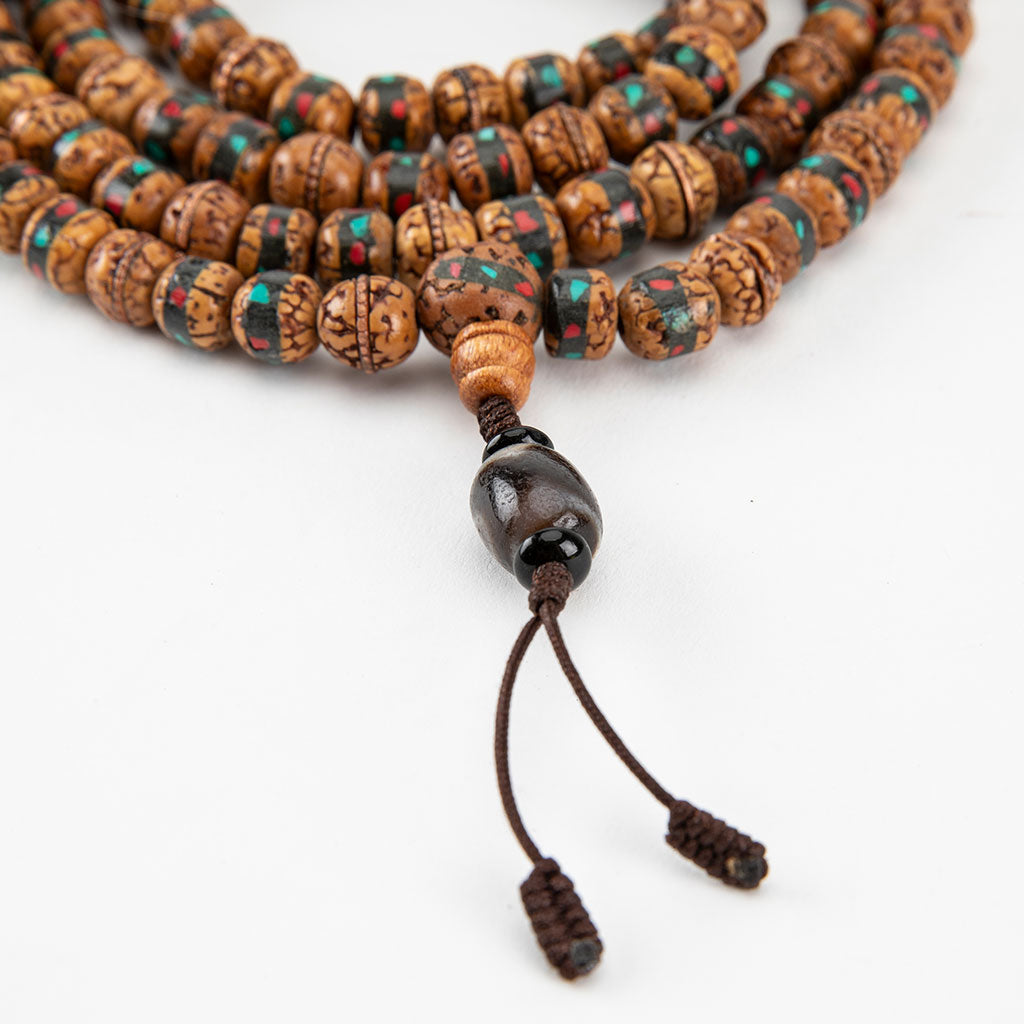 Inlaid Rudraksha Turquoise Mala and Bracelet