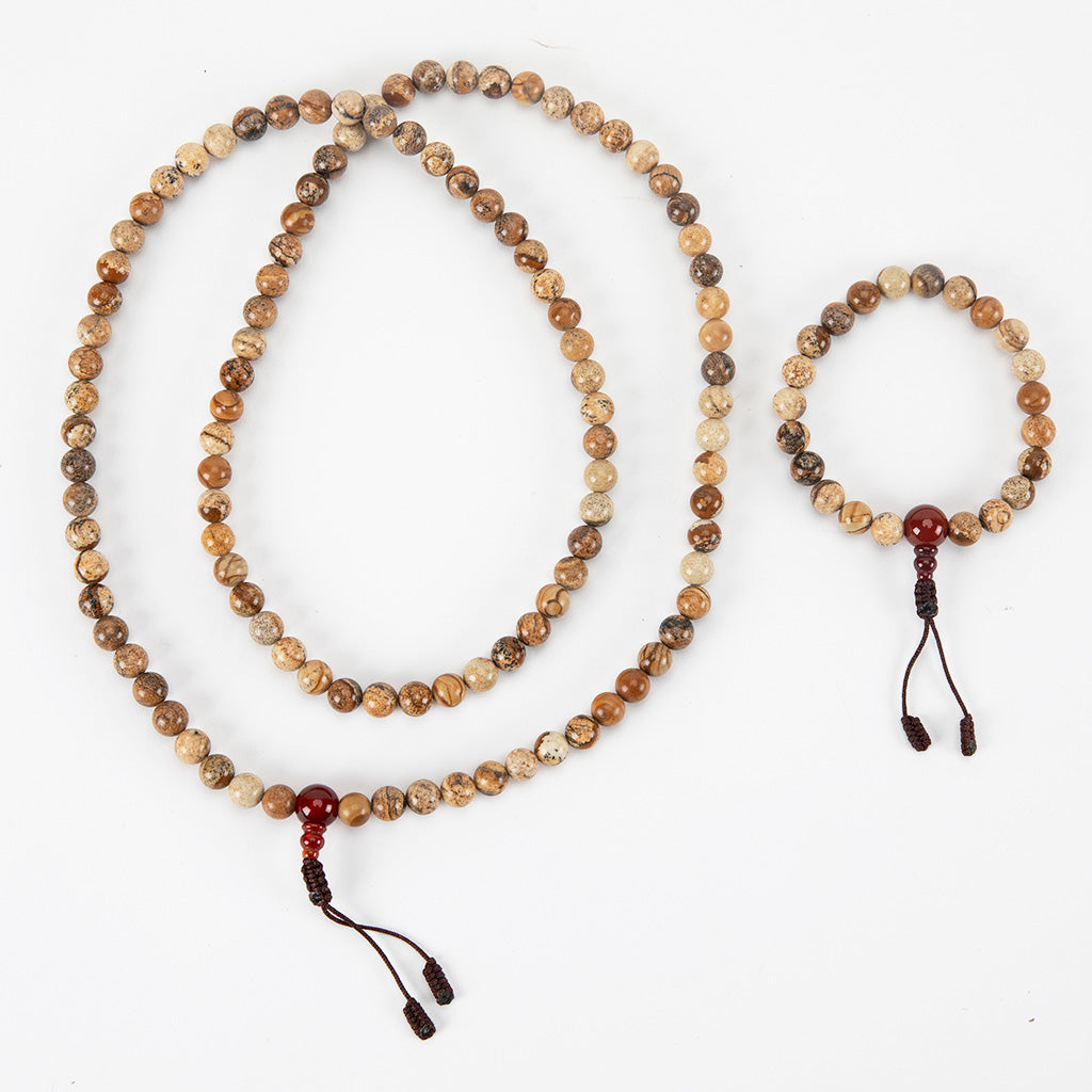 Carnelian & Jasper Mala Beads Set