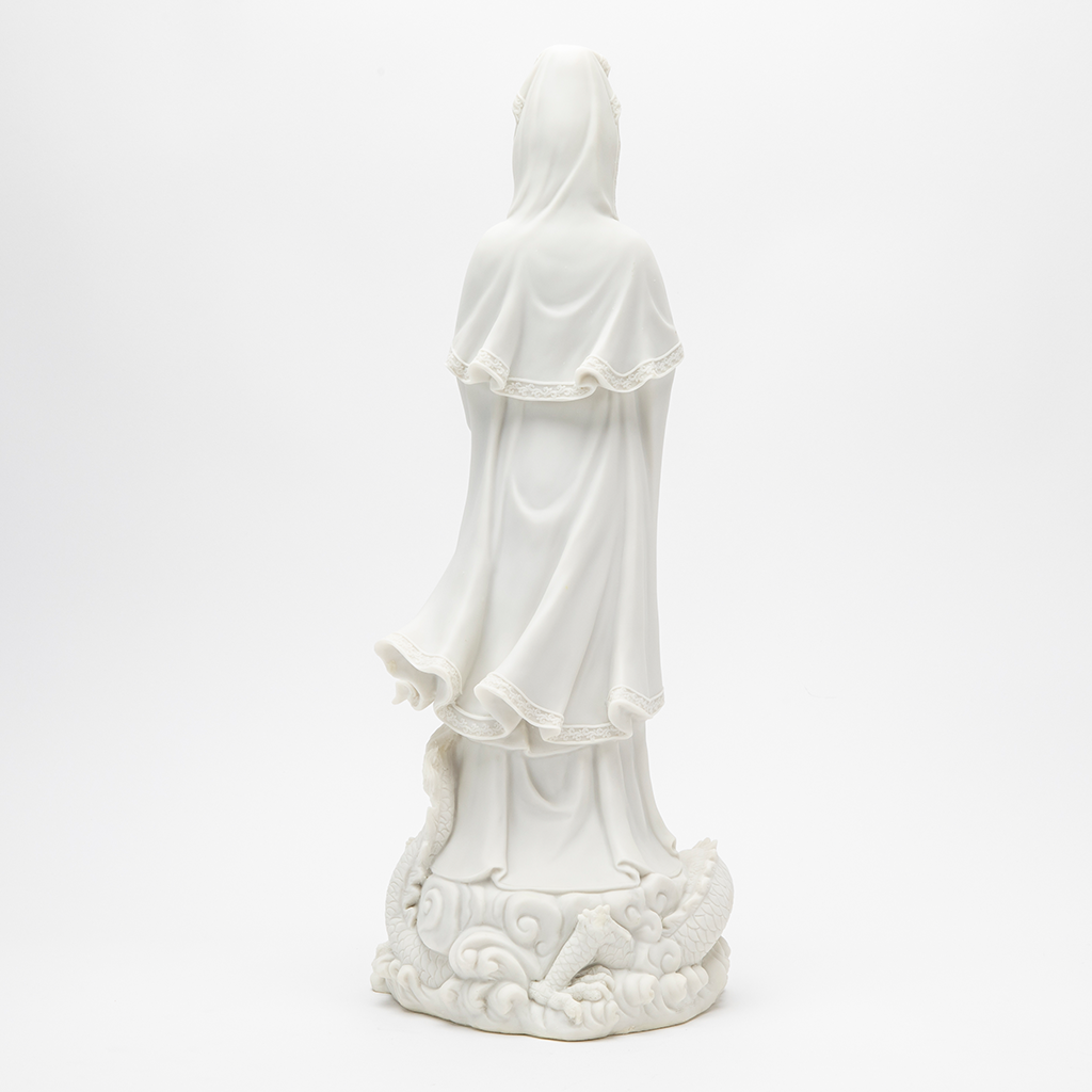 Marble Quan Yin and Dragon Statue