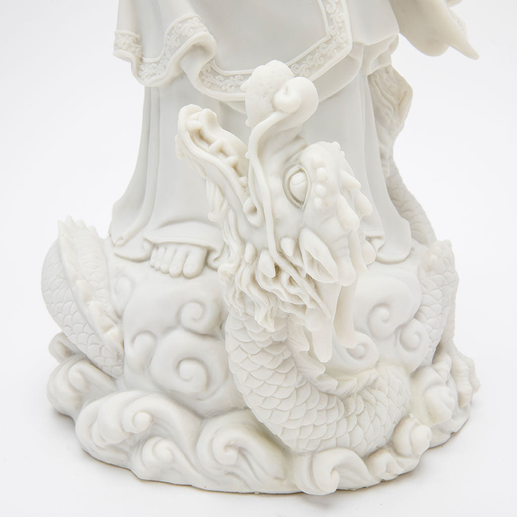 Marble Quan Yin and Dragon Statue