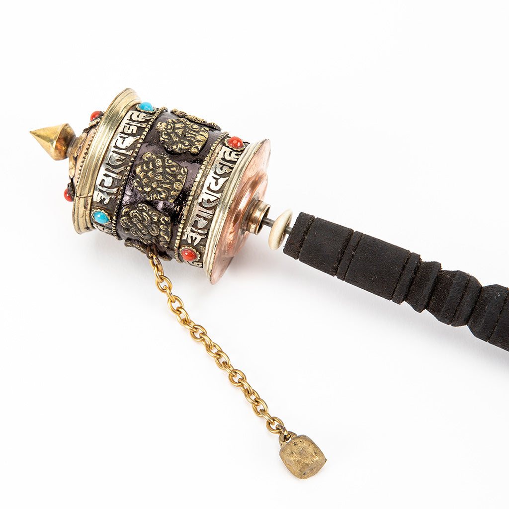 Handheld Prayer Wheel with 8 Auspicious Symbols