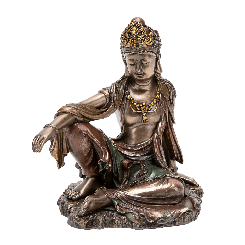 Bronze Kuan Yin Royal Ease Statue